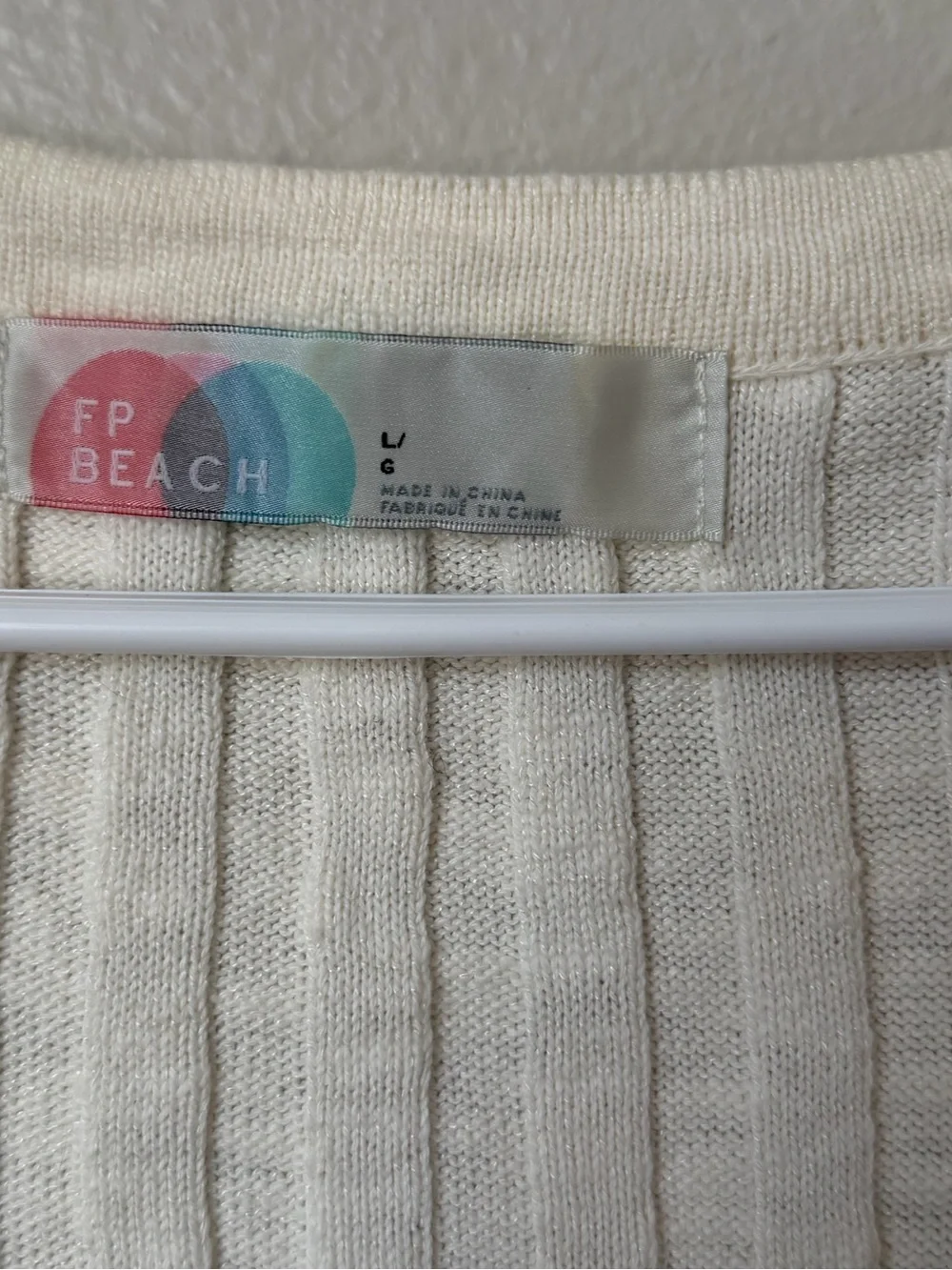 Free People Beach Veda white linen blend ribbed sweater vest L Coastal Cowgirl